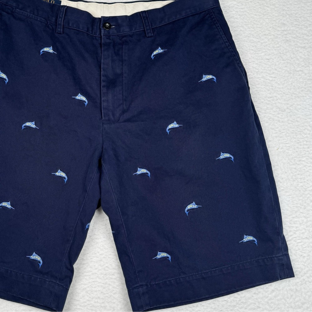 Polo Ralph Lauren Blue Shorts - Marlin Fish Embroidered - Men's 35 - Picture 2 of 11